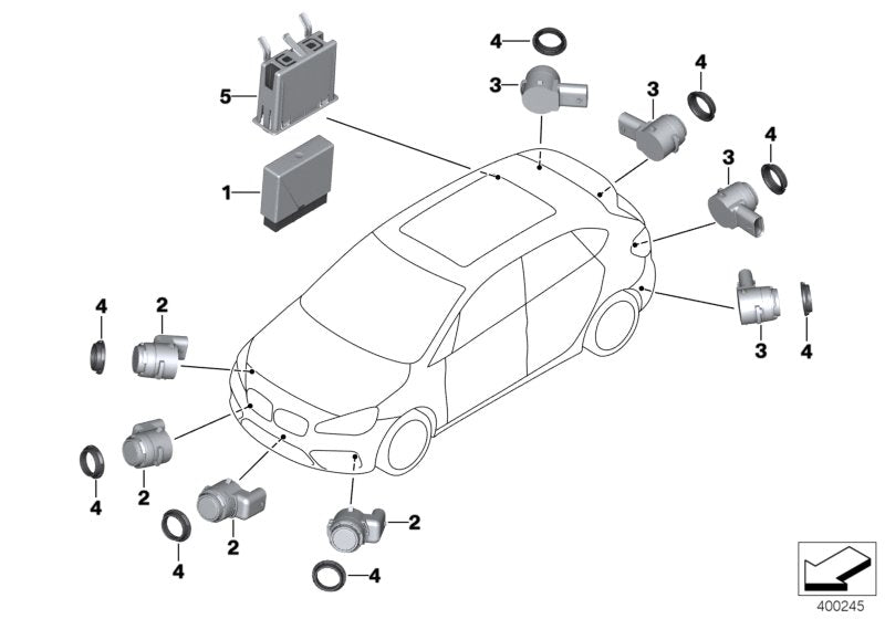 Genuine BMW 66209359090 F46 G11 G31 Ultrasonic Sensor, Kashmir Silver WA72 (Inc. 750LiX 4.4, M760LiX & 216i) | ML Performance UK UK Car Parts