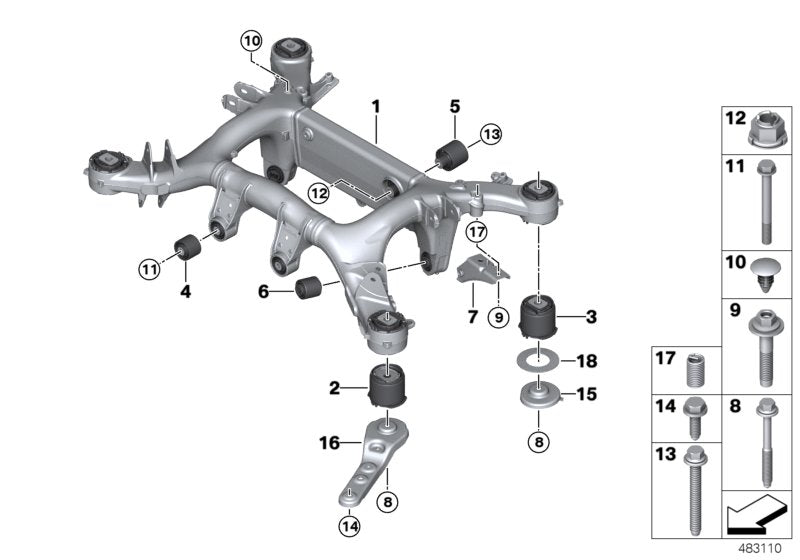 Genuine BMW 33316860418 G30 G16 Rubber Mounting Rear (Inc. 540iX, 520d ed & 525d) | ML Performance UK UK Car Parts