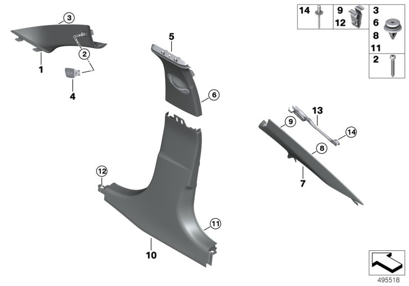 Genuine BMW 51437433248 G20 Bracket, Column C Cover, Right (Inc. M340i, 320dX & 330d) | ML Performance UK UK Car Parts