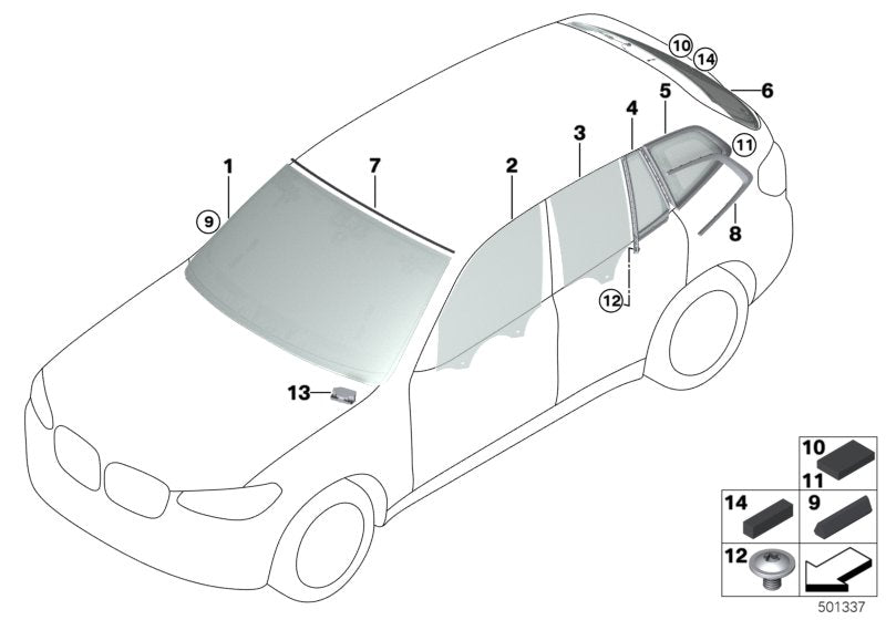 Genuine BMW 51377410057 G01 Side Window, Rigid, Rear Left SSG (Inc. X3) | ML Performance UK UK Car Parts