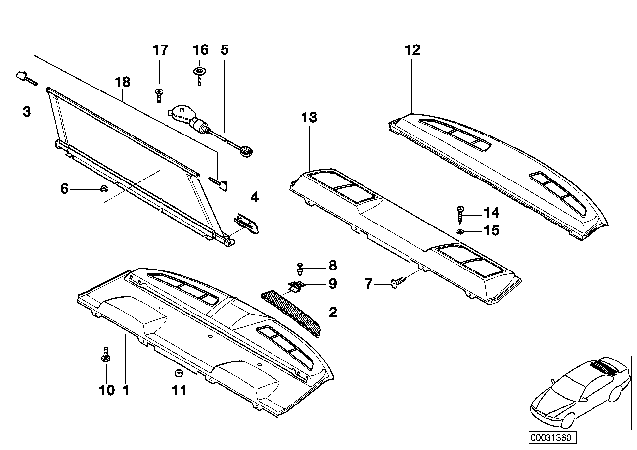 Genuine BMW 51468174298 E38 Storage Tray, Retracting Sun Blind GRAU (Inc. 750i, 728i & 735iL) | ML Performance UK UK Car Parts
