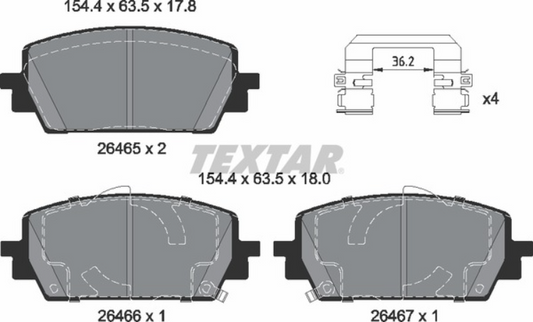 TEXTAR 2646501 GENESIS; HYUNDAI; KIA, Brake Pad Set - 2147601