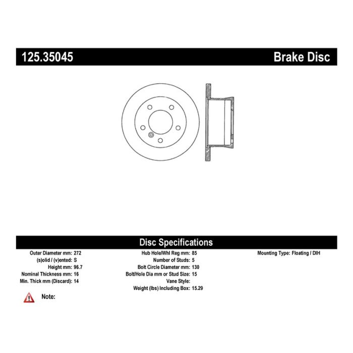 EBC 125.35045 Centric Premium High Carbon Alloy Brake Rotor
