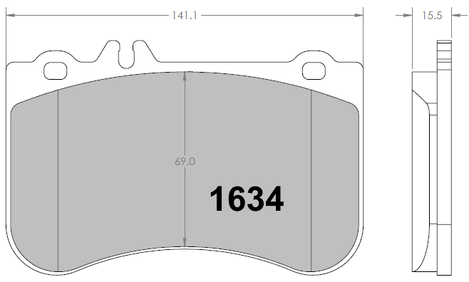 PFC 1634.01.00.44 FRONT BRAKE PADS RACE 01 CMPD MERCEDES-BENZ A45S W176 / CLA45 C117 / X117/SLC R172
