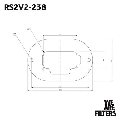 Ramair RS2V2-238-403 Carburettor Foam Air Filter with Baseplate to fit Weber 32/36 DGV/DGEV, 38 DGAS/DGMS - 65mm Internal Height