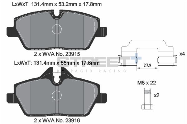 PAGID Racing T8050SP2001 STREET+ Brake Pads