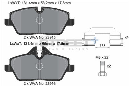 PAGID Racing T8050SP2001 STREET+ Brake Pads