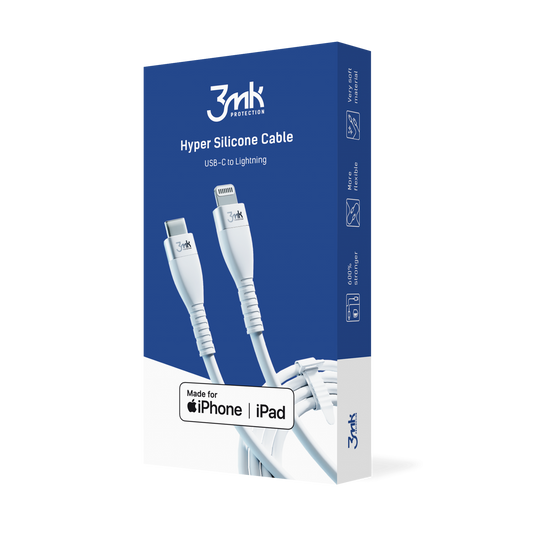3mk Hyper Silicone Cable Type-C to Lightning 20W 3A White