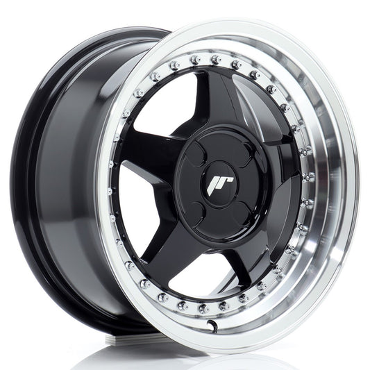 JR Wheels JR615704X2067GBL1 JR Wheels JR6 15x7 ET20-35 4H BLANK Gloss Black w/ Machined Lip