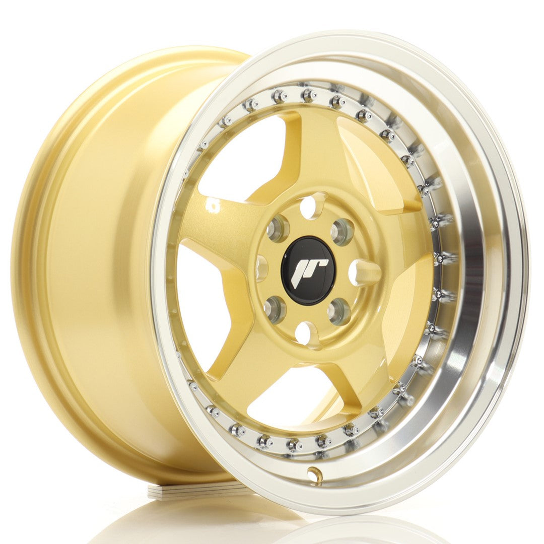 JR Wheels JR615804H2567GDL1 JR Wheels JR6 15x8 ET25 4x100 Gold w/ Machined Lip