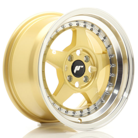 JR Wheels JR615804H2567GDL1 JR Wheels JR6 15x8 ET25 4x100 Gold w/ Machined Lip