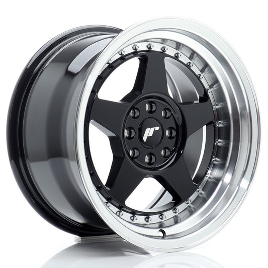 JR Wheels JR6169142067GBL1 JR Wheels JR6 16x9 ET20 4x100/108 Gloss Black w/ Machined Lip