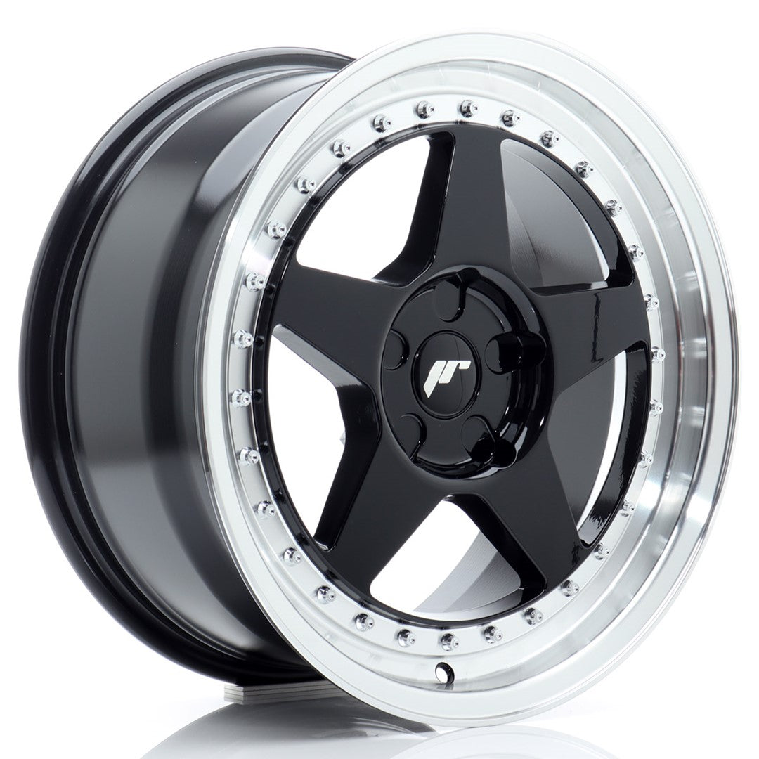 JR Wheels JR617805X2072GBL1 JR Wheels JR6 17x8 ET20-35 5H BLANK Gloss Black w/ Machined Lip