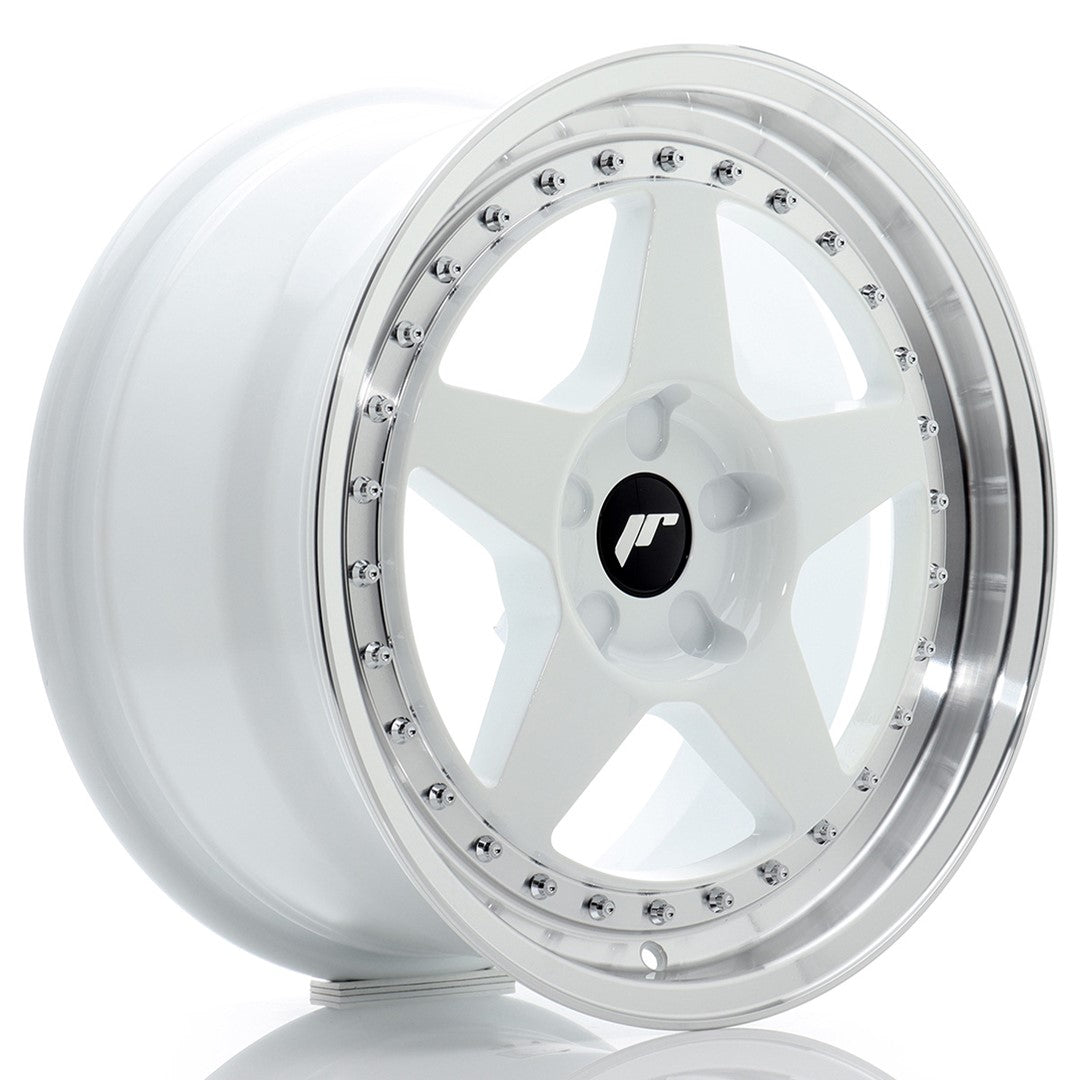 JR Wheels JR617805X2072WL1 JR Wheels JR6 17x8 ET20-35 5H BLANK White w/ Machined Lip