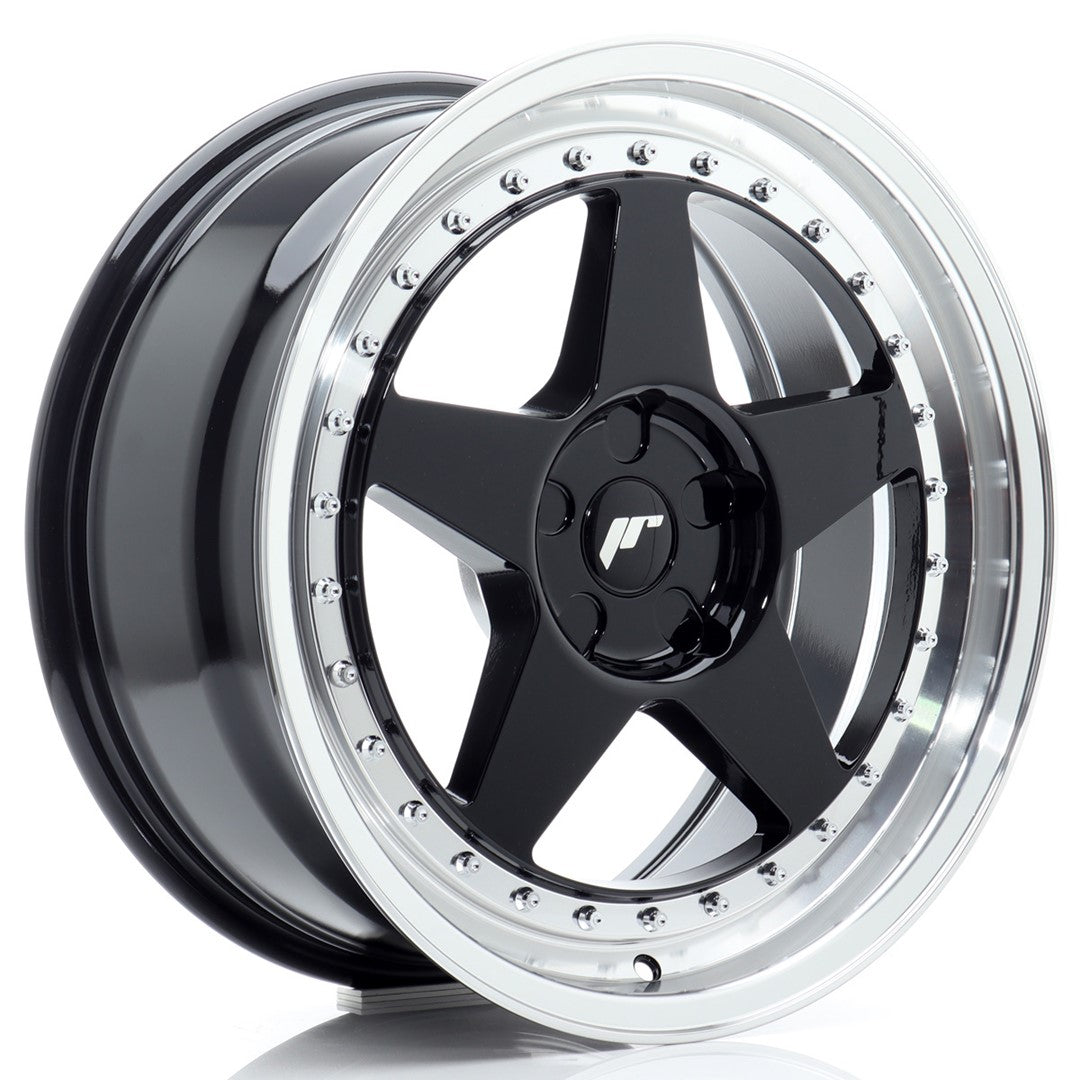JR Wheels JR61880F15X2072GBL1 JR Wheels JR6 18x8 ET20-35 5H BLANK Gloss Black w/ Machined Lip