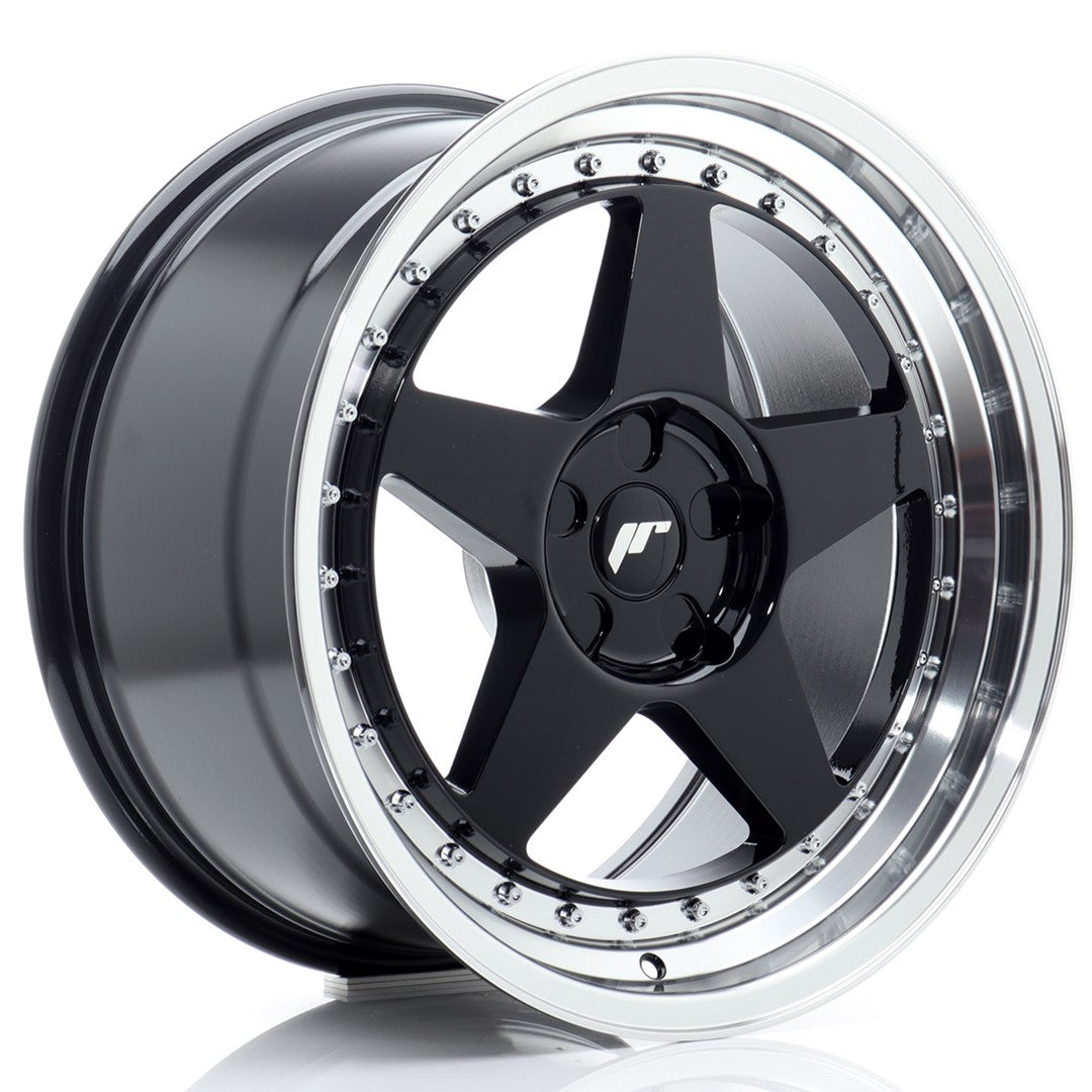 JR Wheels JR61890F25X2072GBL1 JR Wheels JR6 18x9 ET20-35 5H BLANK Gloss Black w/ Machined Lip