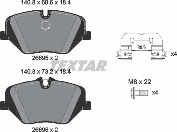 TEXTAR 2669501 BMW; BMW (BRILLIANCE), Brake Pad Set - 2147601