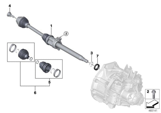 Genuine Mini 31605A2DFF2 Output Shaft Right