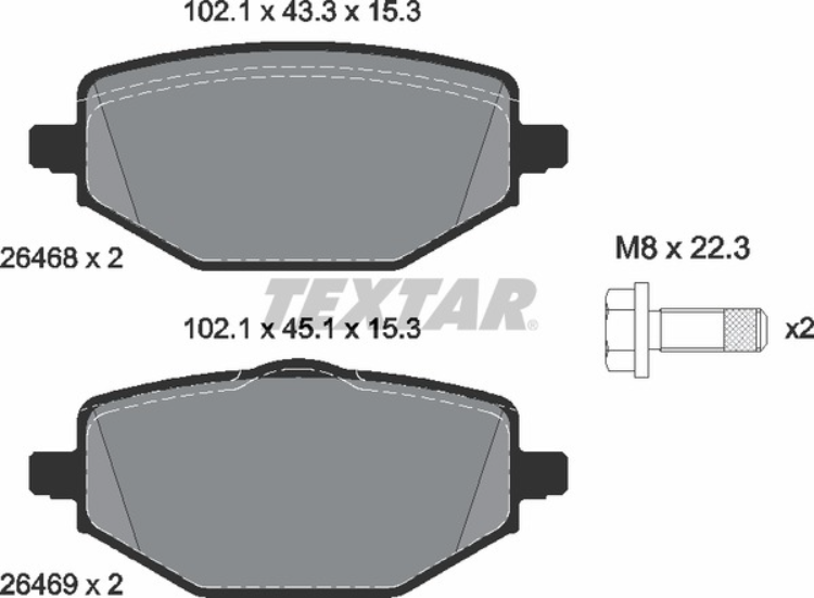 TEXTAR 2646801 MITSUBISHI; RENAULT, Brake Pad Set - 2147601