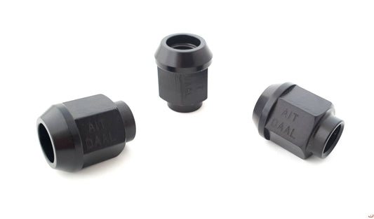 A.I.TECH AIT-DAAL ERGAL ALLOY COMPETITION NUT (BLACK) 12X1,25, EX 19MM, O.D. 22MM, CONICAL SEAT, TOTAL LENGHT 27MM