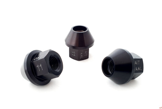 A.I.TECH AIT-DAAL11 ERGAL ALLOY COMPETITION NUT (BLACK) 12X1,5, EX 19MM O.D. 28, CONICAL SEAT, TOTAL LENGHT 27MM