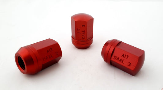 A.I.TECH AIT-DAAL3 ERGAL ALLOY BLANK NUT (RED OR BLUE) 12X1,5, EX 19MM, O.D. 22MM, CONICAL SEAT, TOTAL LENGHT 27MM