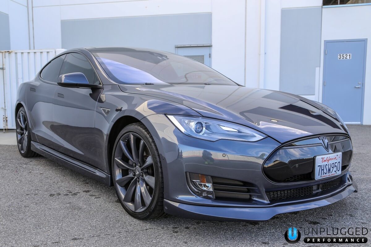UNPLUGGED PERFORMANCE UP-MS-101-1.1 FRONT SPOILER AND DIFFUSER SYSTEM, URETHANE UNPAINTED FOR TESLA MODEL S PRE-2016.5