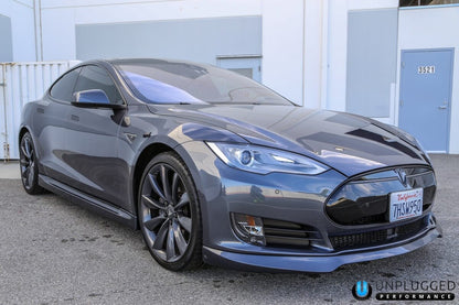 UNPLUGGED PERFORMANCE UP-MS-101-1.1 FRONT SPOILER AND DIFFUSER SYSTEM, URETHANE UNPAINTED FOR TESLA MODEL S PRE-2016.5