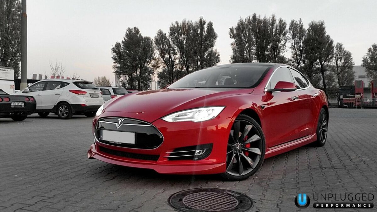 UNPLUGGED PERFORMANCE UP-MS-101-1.1 FRONT SPOILER AND DIFFUSER SYSTEM, URETHANE UNPAINTED FOR TESLA MODEL S PRE-2016.5