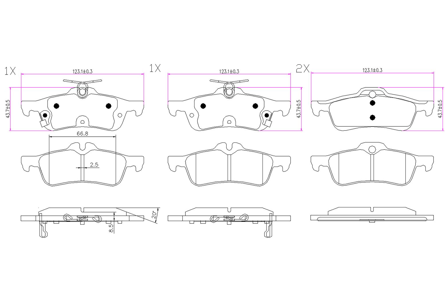 BOGAP H8210100 Brake Pad Set, Disc Brake | ML Performance Car Parts