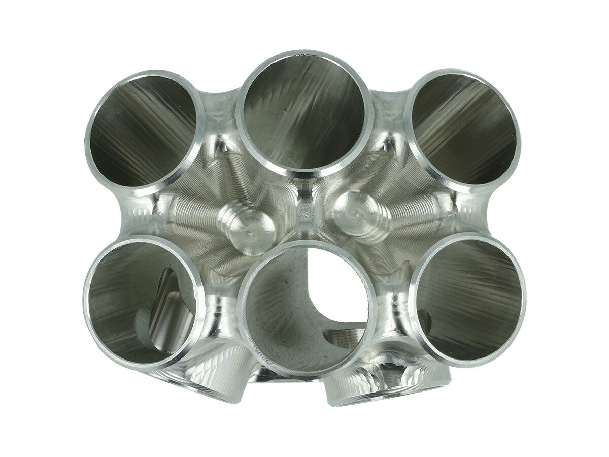 Turbozentrum 117621 6-Cyl. CNC stainless steel collector T4 Twinscroll with 2x external Wastegate ports