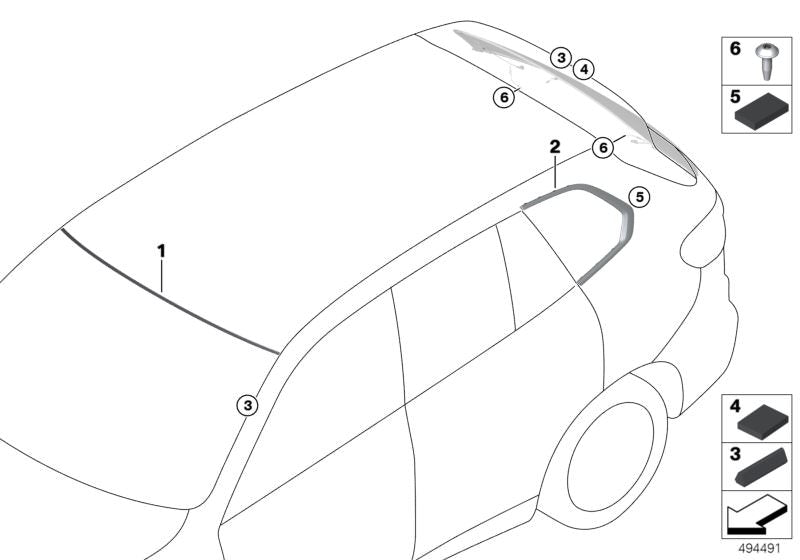 Genuine BMW 51375A8A296 G05 Finisher, Side Window, Rear Right (Inc. X5)