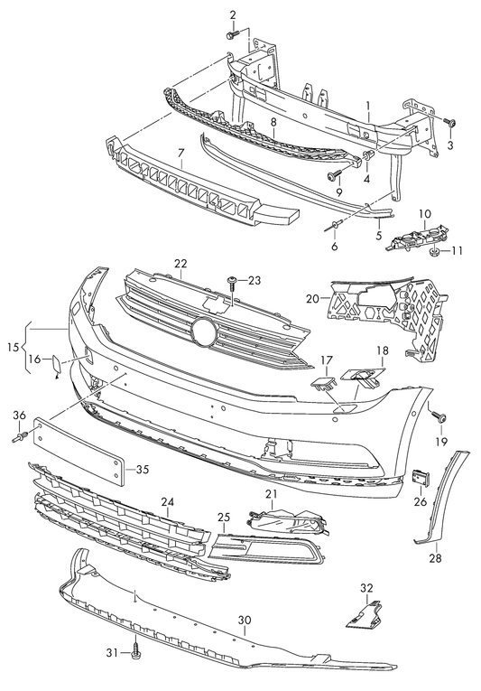 Genuine Volkswagen 3G0807217T Bumper Cover