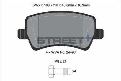 PAGID Racing T8076SP2001 STREET+ Brake Pads