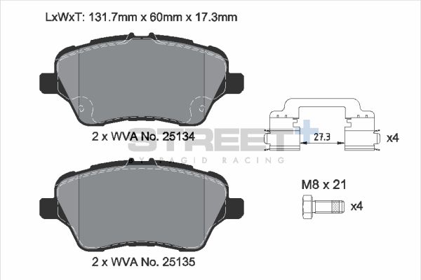 PAGID Racing T8197SP2001 STREET+ Brake Pads