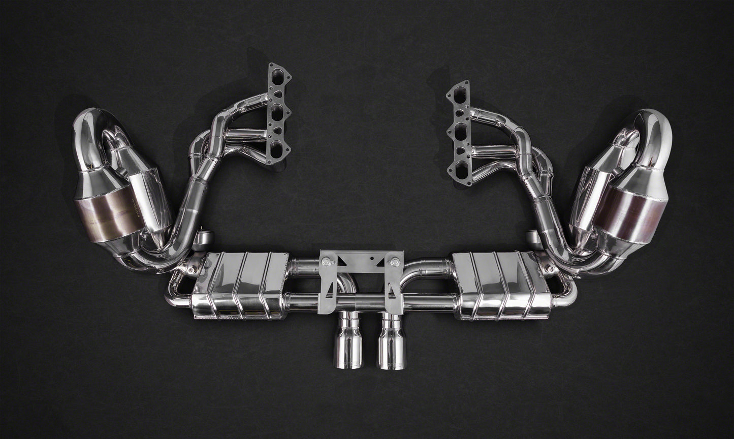 Capristo 02PO08603013 Porsche 991.1 GT3/3RS Racing Valved Exhaust with Headers, 250 Cell Sports Cat, and Carbon Engine Cover (CES3) 