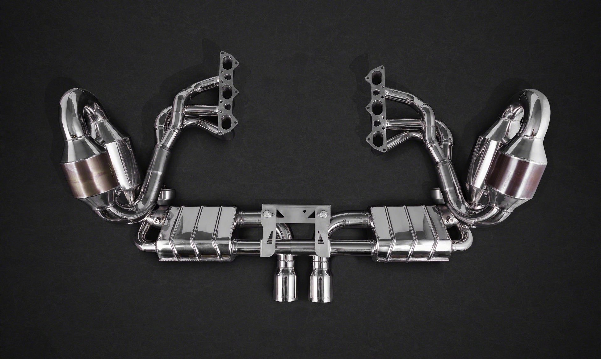 Capristo 02PO08603013 Porsche 991.1 GT3/3RS Racing Valved Exhaust with Headers, 250 Cell Sports Cat, and Carbon Engine Cover (CES3) 