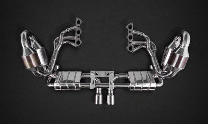 Capristo 02PO08603013 Porsche 991.1 GT3/3RS Racing Valved Exhaust with Headers, 250 Cell Sports Cat, and Carbon Engine Cover (CES3) 
