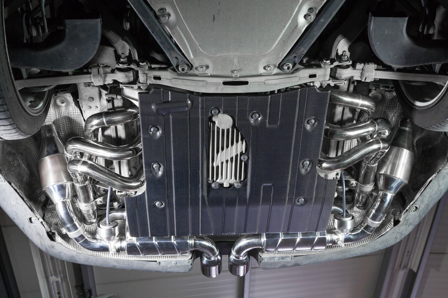 Capristo 02PO08603013 Porsche 991.1 GT3/3RS Racing Valved Exhaust with Headers, 250 Cell Sports Cat, and Carbon Engine Cover (CES3) 