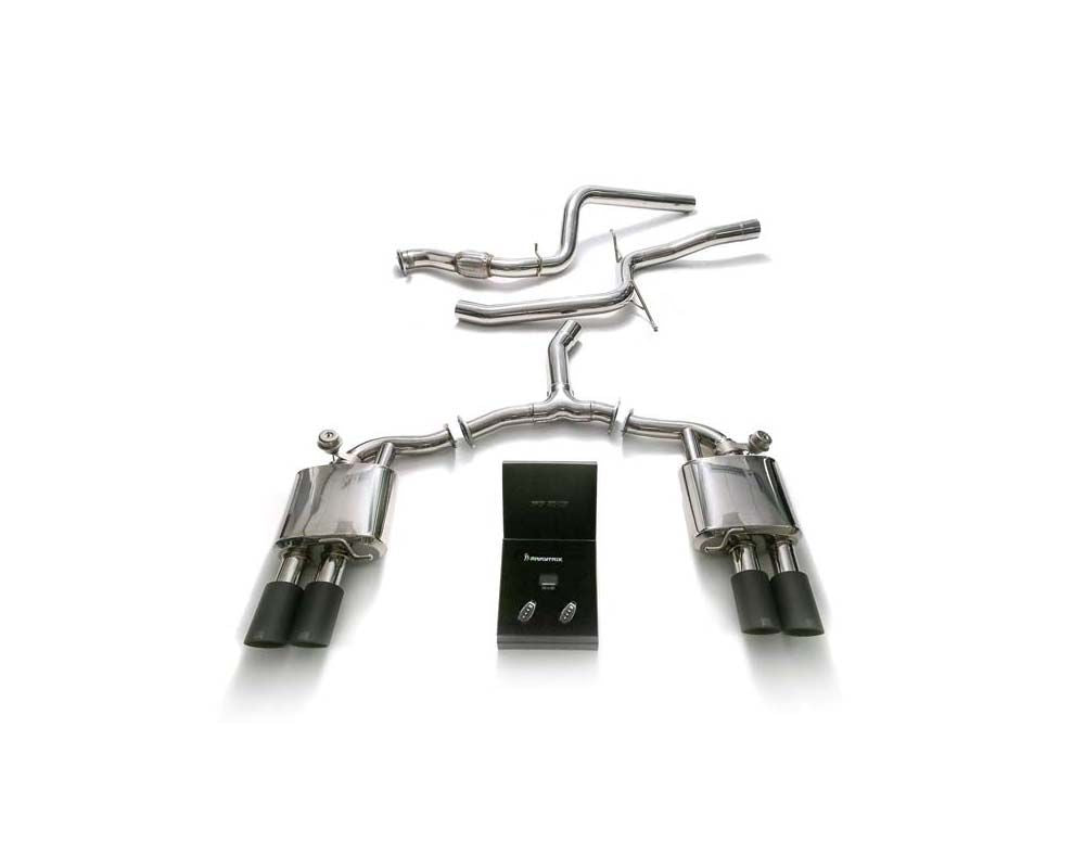 Stainless Steel Valvetronic Exhaust System Audi A4 B9 with Matte Black Tips | ML Performance Car Parts