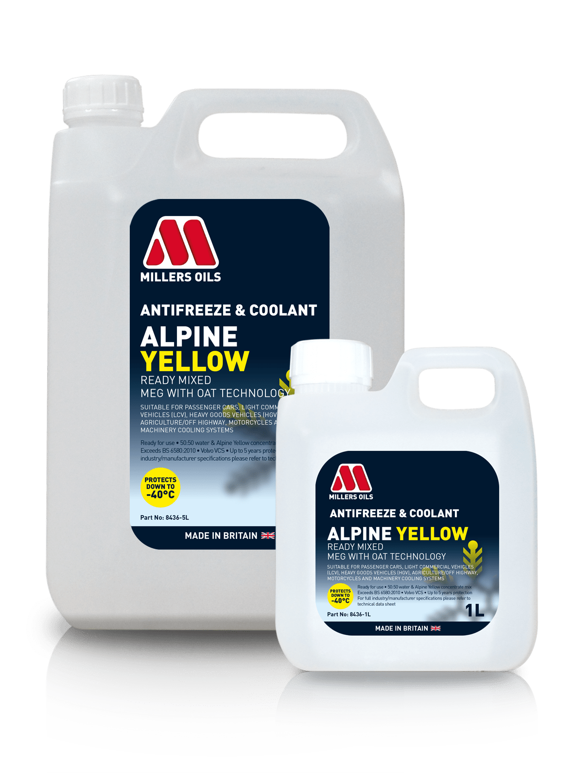 Millers Oils 8436 Alpine Yellow Antifreeze & Coolant Ready Mixed
