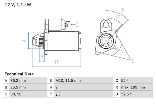 Bosch 0 986 021 500 Starter motor