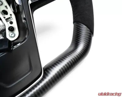 Vivid Racing VR-TESLA-PLY-STRWHL-MALC Tesla Model S Plaid | Model X Plaid OEM Yoke Delete Upgraded Steering Wheel Carbon Fiber Alcantara Grips