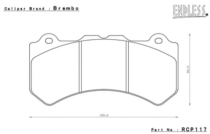 Endless ME22-RCP117 Nissan ME22 Front Racing Brake Pads for Track use