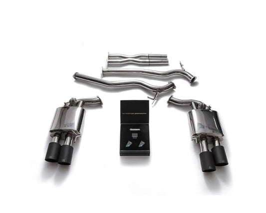 Valvetronic Exhaust System Ford Mustang GT 5.0L Convertible MK6 2018+ with Matte Black Tips | ML Performance Car Parts