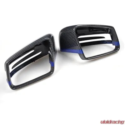 Vivid Racing VR-BENZ-614 VR Aero Carbon Fiber Mirror Cap with Blue Trim Mercedes W204 W212 W218 W176 W207