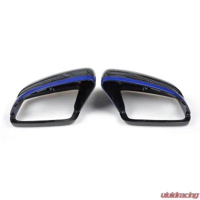 Vivid Racing VR-BENZ-614 VR Aero Carbon Fiber Mirror Cap with Blue Trim Mercedes W204 W212 W218 W176 W207