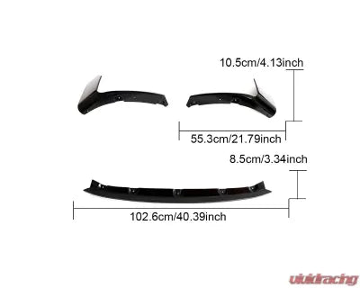 Vivid Racing VR-G87M2-DCF-600 VR Aero Carbon Fiber Front Lip Spoiler 3pc Set BMW M2 G87