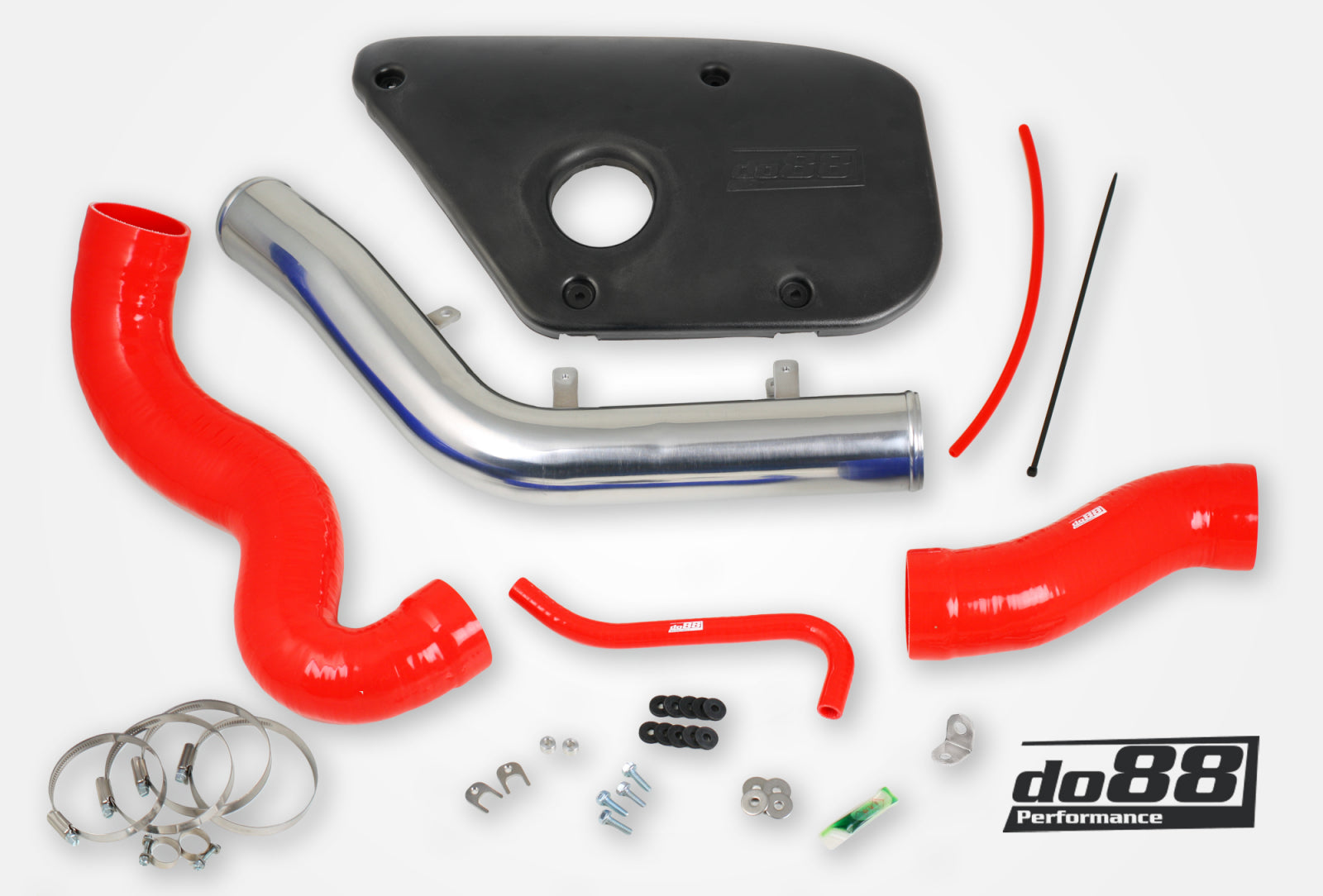 DO88 IR-120-PE-R Volvo S60 V60 V70 T6 Inlet pipe, Red hoses, Plastic cover