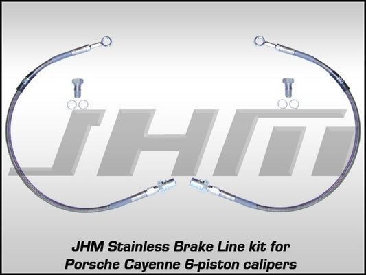 JHM JHM-001-CLR-PAIR Front Stainless Brake Line Kit-Porsche Cayenne(Brembo 6-piston)